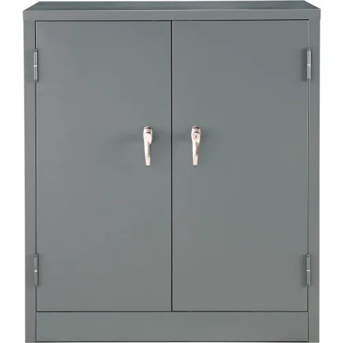 Global Industrial 500434 - Locking Storage Cabinet 36W x 18D x 42H with 12 Yellow Stacking Bins and 2 Shelves Assembled