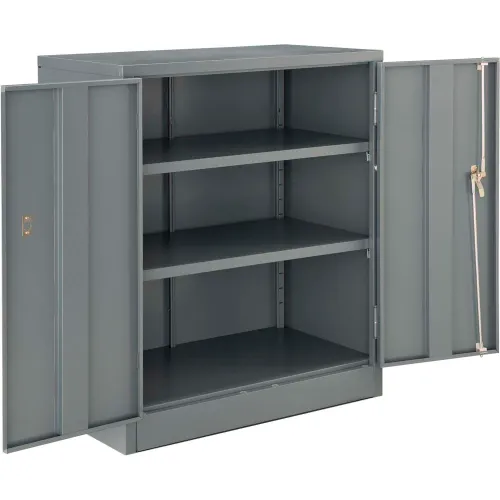 Global Industrial 500434 - Locking Storage Cabinet 36W x 18D x 42H with 12 Yellow Stacking Bins and 2 Shelves Assembled