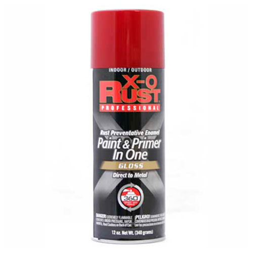 X-O Rust 12 oz. Aerosol Rust Preventative Paint & Primer In One, Fiesta Red, Gloss - 125837