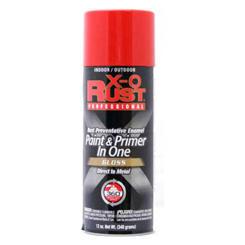 X-O Rust 12 oz. Aerosol Rust Preventative Paint & Primer In One, Hot Red, Gloss - 125840