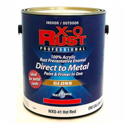 X-O Rust Anti-Rust Enamel, Gloss Finish, Hot Red, Gallon - 176841