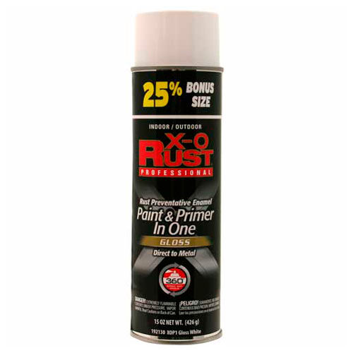 X-O Rust 15 oz. Aerosol Rust Preventative Paint & Primer In One, Safety White, Gloss - 192130