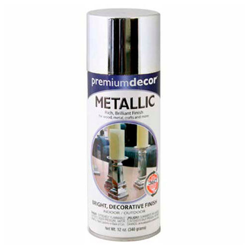 Premium D&eacute;cor Decorative Metallic Spray 12 oz. Aerosol Can, Chrome, Metallic - 329276
