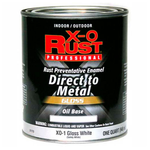 X-O Rust Oil Base DTM Enamel, Gloss Finish, Gloss White, Quart - 371773
