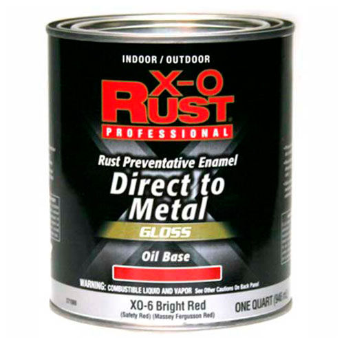 X-O Rust Oil Base DTM Enamel, Gloss Finish, Bright Red, Quart - 371989