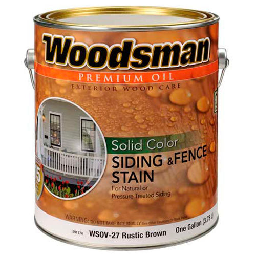Woodsman Solid Color Oil Siding & Fence Wood Stain, Rustic Brown, Gallon - 591174