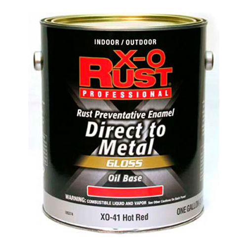 X-O Rust Oil Base DTM Enamel, Gloss Finish, Hot Red, Gallon - 705374