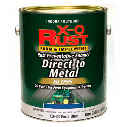 X-O Rust Brush-On Enamel, Gloss, Royal Blue, Matches Ford Blue, Gallon - 776536