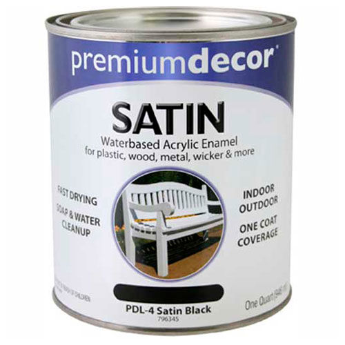 Premium Décor Waterborne Acrylic Enamel, Satin Finish, Black, Quart