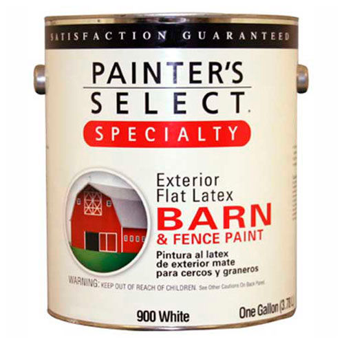 Painter's Select Latex Barn & Fence Paint, Flat Finish, White, Gallon - 798447