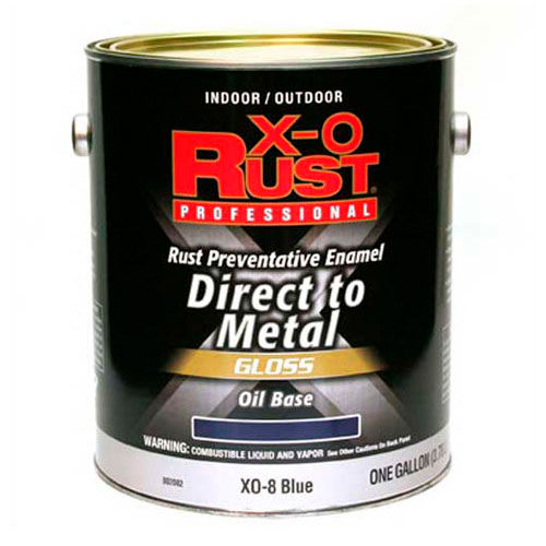 X-O Rust Oil Base DTM Enamel, Gloss Finish, Blue, Gallon - 802082