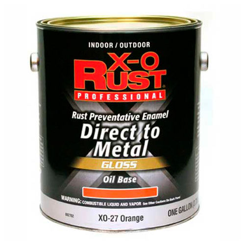 X-O Rust Oil Base DTM Enamel, Gloss Finish, Orange, Gallon - 802702