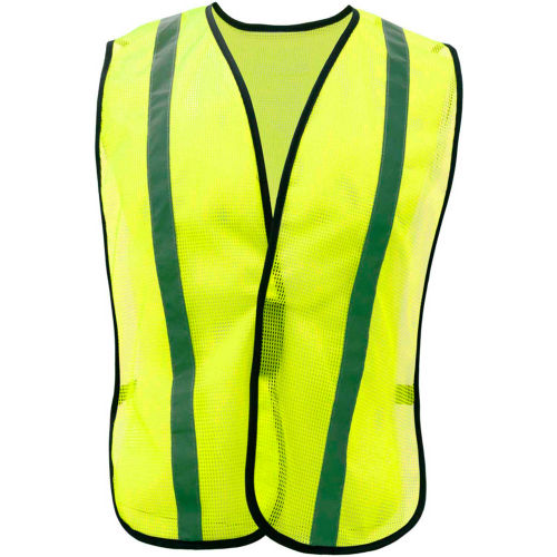 GSS Safety 3001 Non-ANSI Economy Vest with 1&quot;W Stripe, Lime with Silver Stripe, One Size Fits All
