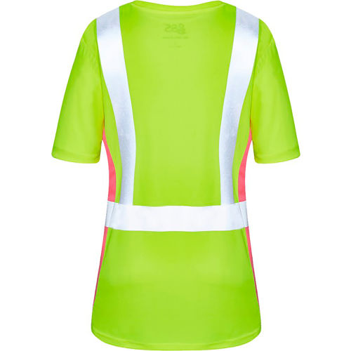 GSS Safety Class 2 Lady Short Sleeve T-shirt Lime with Pink Side-2XL