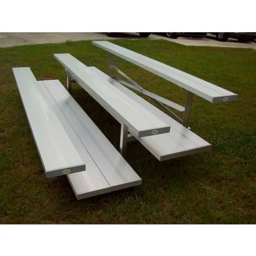 3 Row National Rep Aluminum Bleacher, 15' Long, Double Footboard