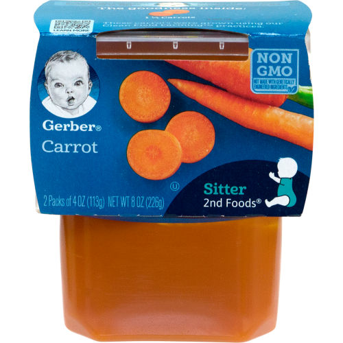 GERBER 2nd Foods Carrots Baby Food, 4 oz, 2Packs, 8 Count