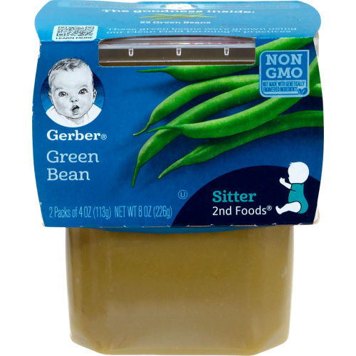 GERBER 2nd Foods Green Beans Baby Food, 4 oz, 2Packs, 8 Count