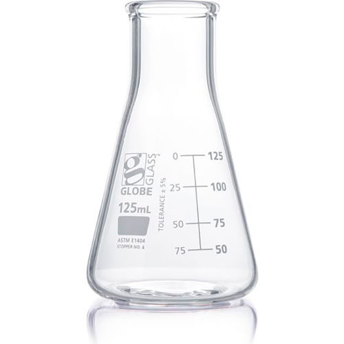 Flask, Erlenmeyer, Globe Glass, Wide Mouth, Dual Graduations, ASTM