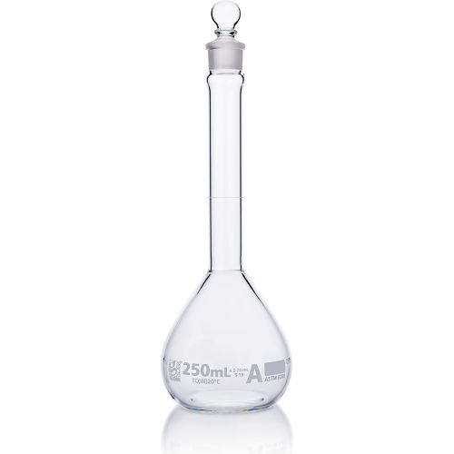 Flask, Volumetric, Wide Mouth, Globe Glass, Class A, To Contain (TC
