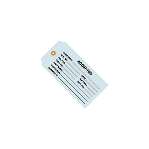 Inspection Tags, "Accepted", #5, 4-3/4"L x 2-3/8"W, Blue, 1000/Pack