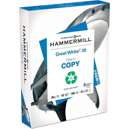 Hammermill&#174; Recycled Print Paper - White - 20 lbs. - 8-1/2" x 11" - 5000 Sheets/Carton
																			