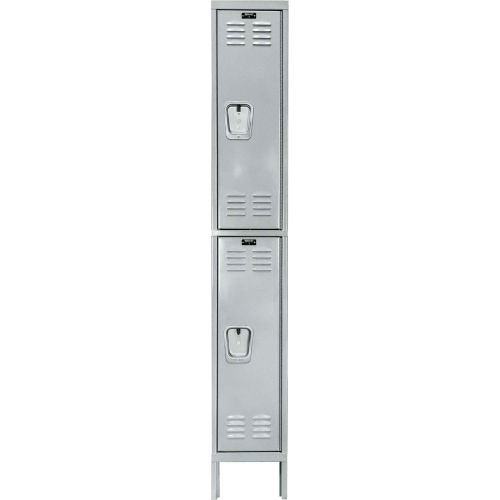 Hallowell&#174; 2-Tier 2 Door Premium Locker, 12&quot;W x 12&quot;D x 36&quot;H, Light Gray, Assembled