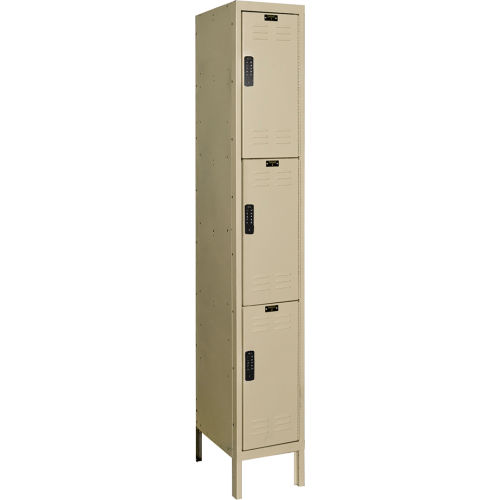 Hallowell DigiTech™ Triple Tier 3 Door Electronic Access Locker, 12"Wx15"Dx24"H, Tan, Assembled