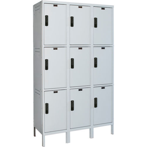 Hallowell UELBP3588-4A-PL Laptop/Backpack Locker, 45x18x18, 4 Tier, 3W, Assembled - Light Gray