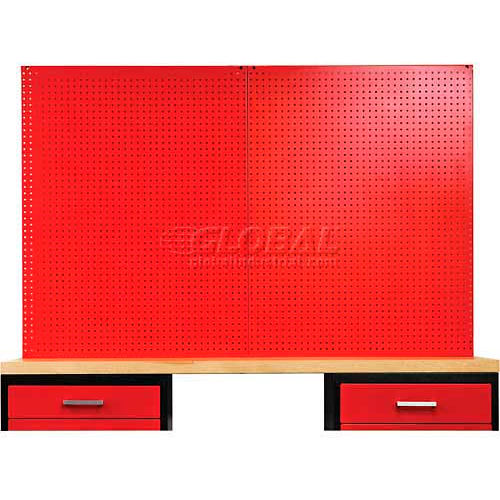 Hallowell FKWPB60RR-HT Fort Knox Pegboard, 60"W x 0.75"D x 44.25"H, Red