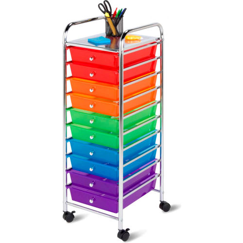 10 Drawer Multicolor Storage Cart - 15-5/16&quot;L x 13&quot;W x 37-13/32&quot;H