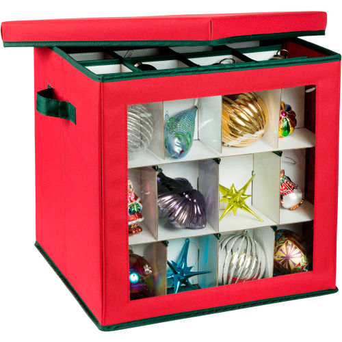 Honey-Can-Do&#174; Adjustable Ornament Storage, 48 Item Capacity - Red
