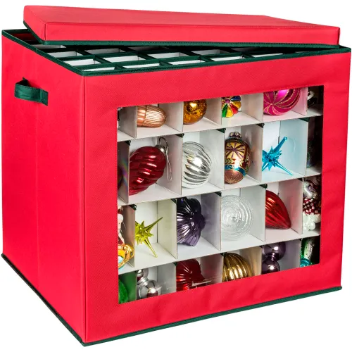 HoneyCanDo® Adjustable Ornament Storage, 120 Item Capacity Red