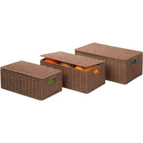 3-Piece Set Paper Rope Baskets, Taupe , 17"L x 11-1/2"W x 6-1/2"H - Pkg Qty 2