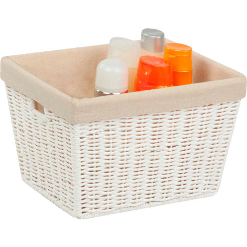 Paper Rope Storage Tote with Liner - White 12&quot;L x 10&quot;W x 8&quot;H - Pkg Qty 2