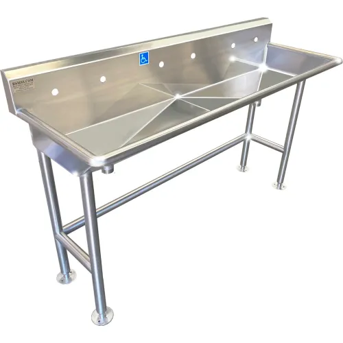 BSM Inc. ADA SS Sink, 3 Station Body Only, Floor Mount, Sloped Drain
