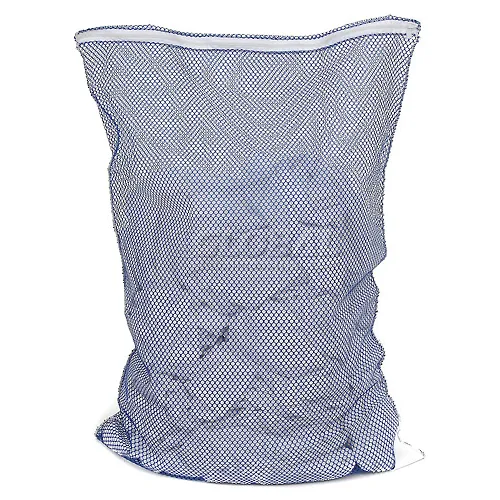 Mesh Bag W/ Nylon Zipper Closure, Blue, 18x30, Medium Weight - Pkg Qty 12