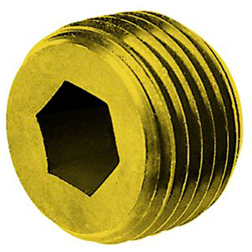 1/8&quot; NPTF Socket Head Pipe Plug - 7/8&quot; Taper - Flush Seal - Brass - Pkg of 100 - Holo-Krome 11102
