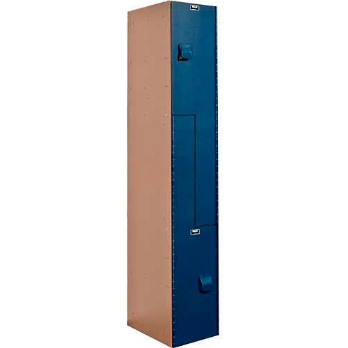 Hallowell&#174; AquaMax&#153; 2-Tier 2 Door Plastic Locker, 12&quot;Wx18&quot;Dx48&quot;H, Taupe/Blue, Assembled