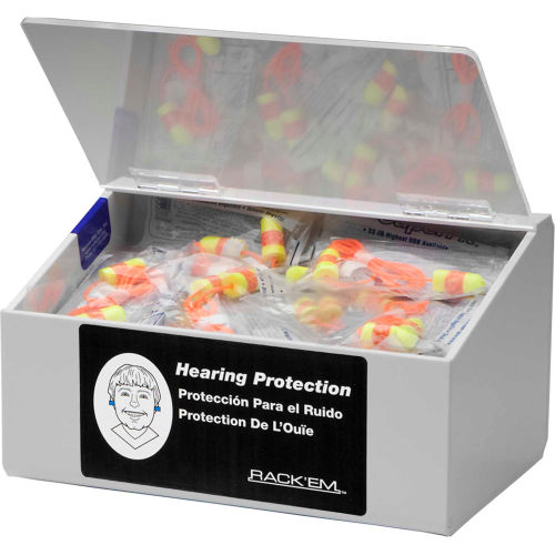 Horizon Mfg. 60 Pair Ear Plug Dispenser With Lid, Holds 10 Pair Safety Glasses, 5136-W, 6&quot;L