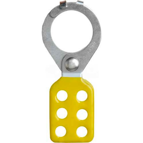 Horizon Mfg. Lockout Tagout Hasp, 5515, Interlocking Style, 1-1/2" Opening, Yellow - Pkg Qty 12