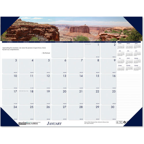 House of Doolittle™ Recycled Mountains of the World Photo Monthly Desk Pad  Calendar, 22 x 17, 2023