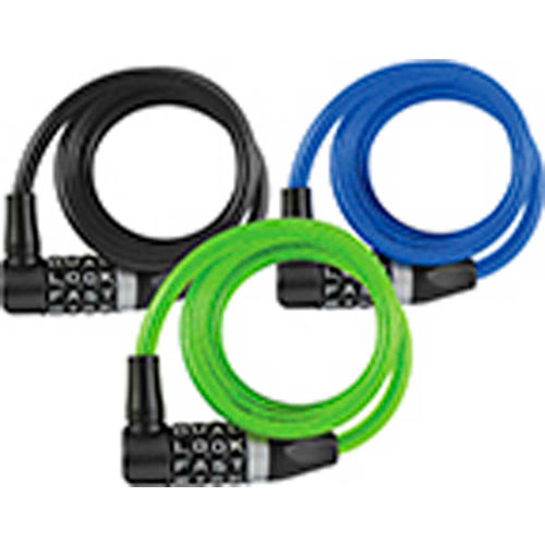 Howard Berger Wordlock Combination Bike Lock CL-558-AS - 48"L Resettable 4-Dial, Assorted Colors - Pkg Qty 3