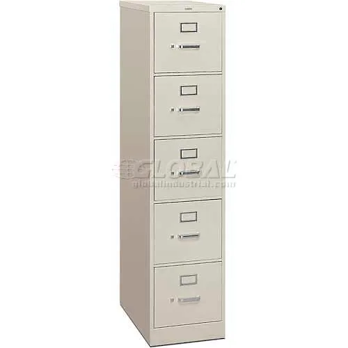 HON® 310 Series 5 Drawer Vertical File 261/2"D Letter Light Gray