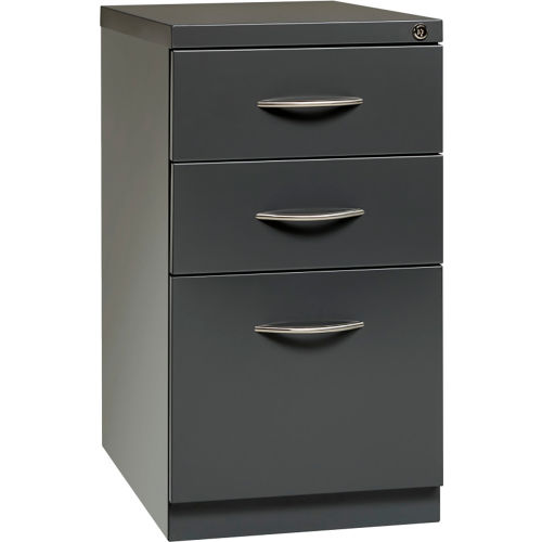 Hirsh Industries&#174 23" Deep Mobile Pedestal, Box/Box/File with Arch Pull Handles - Charcoal