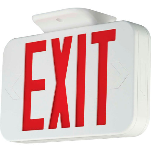 Hubbell CERRC LED Exit Sign, Red w/ Battery, Remote Capacity- Can run 4-single or 2-dual heads