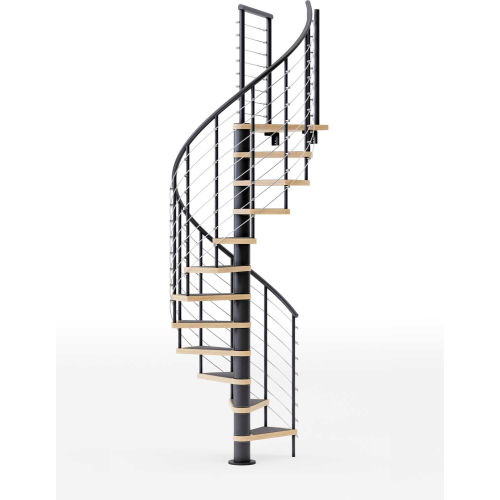 Global Industrial™ Hayden 42"H Platform Rail Spiral Stair Kit, 42"Dia, 15-3/4'H, Blk