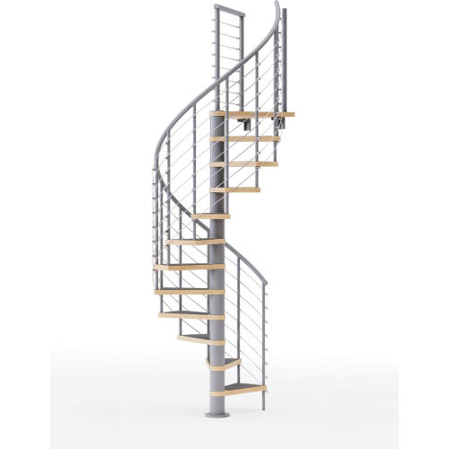 Global Industrial™ Hayden 36"H Platform Rail Spiral Stair Kit, 42"Dia, 13-2/3'H, Gry