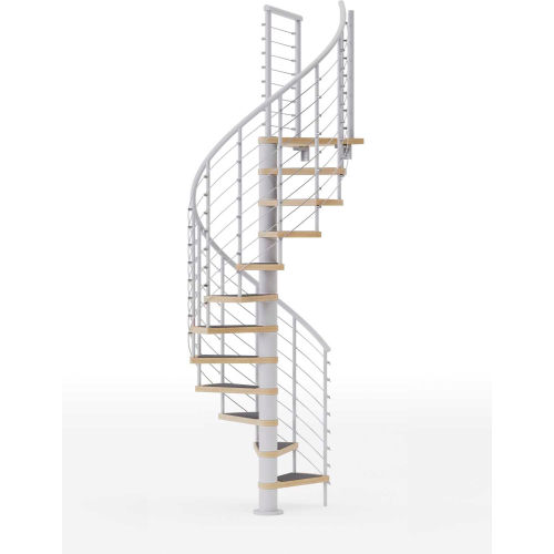 Global Industrial™ Hayden 36"H Platform Rail Spiral Stair Kit, 42"Dia, 11-1/4'H, Wht
