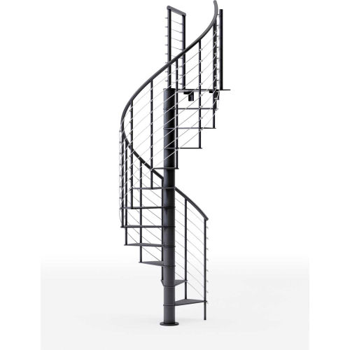 Global Industrial™ Hayden 42"H Platform Rail Spiral Stair Kit,42"Dia, 15'H, Alum. Handrail, Blk