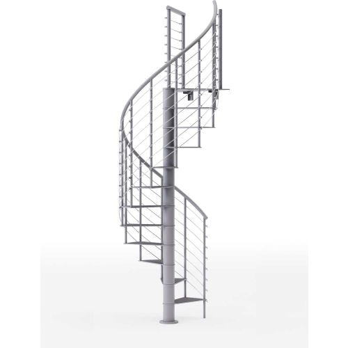 Global Industrial™ Hayden 36"H Platform Rail Spiral Stair Kit,42"Dia, 13-2/3'H, Alum Rails, Gry